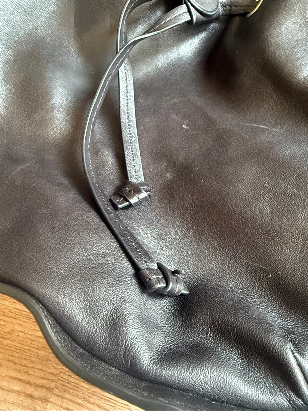 Frye Ilana Hobo Black Leather Drawstring Shoulder Bag Purse